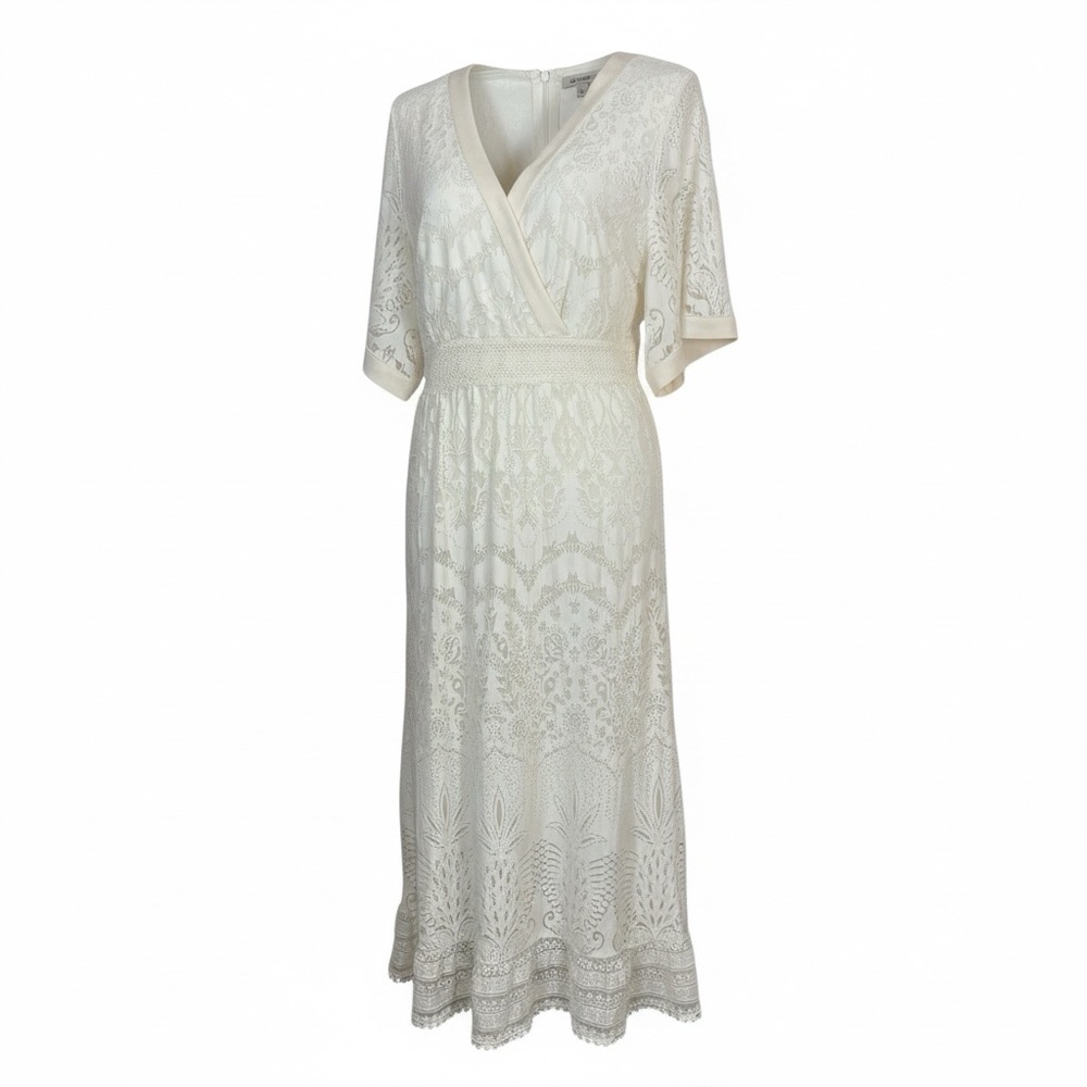 Farm Rio Anthropologie Devore Ivory Lace Maxie Dress M OOTD Fairycore Wedding